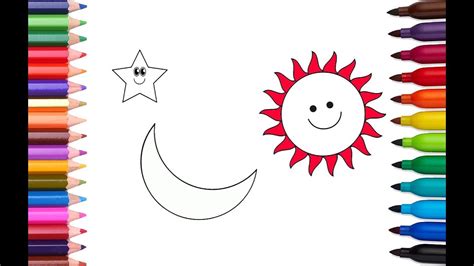 Download half moon cliparts and use any clip art,coloring,png graphics in your website, document or presentation. How to Draw and Color Sun Star Moon | Children Coloring ...