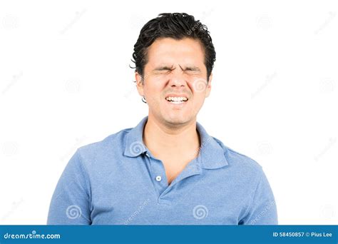 Painful Facial Expression Hispanic Male Grimacing Stock Image Image