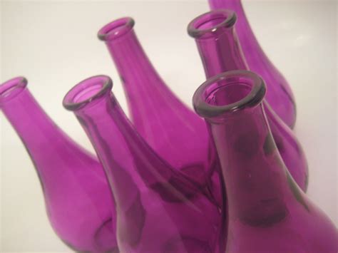 Purple Glass Bottles Vases Colorful Wedding Centerpieces Moroccan Indian Decor Apothecary Bud