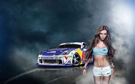 2560x1440px Free Download Hd Wallpaper Girl With Nissan 350z Drift Car Wallpaper Flare