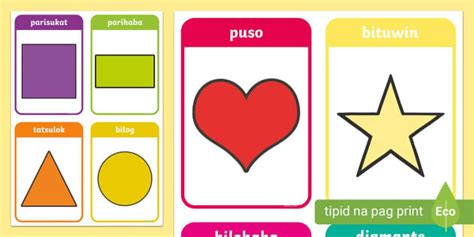 Mga Panimulang Hugis Flashcards Preschool Twinkl