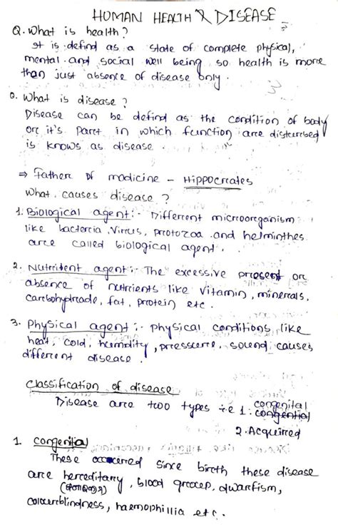 Human Health And Disease Class 12 Notes Ncert 12th Zoolozy Short Notes