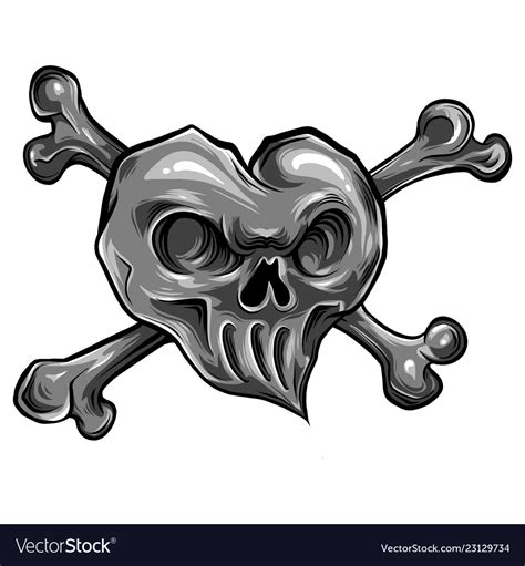 Red Heart Skull Design Icon Royalty Free Vector Image