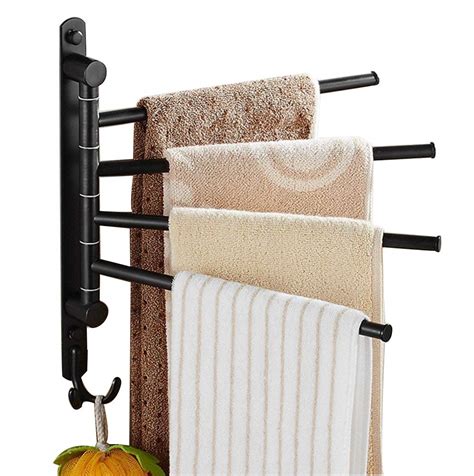elloandallo oil rubbed bronze towel bars for bathroom wall mounted swivel towel rack holder with