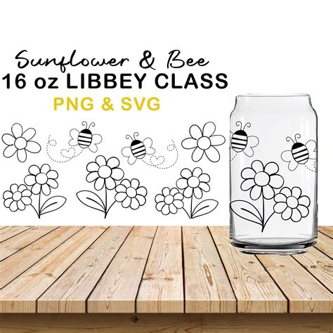 Sunflower Glass Wrap Svg16oz Libbey Full Wrap Svg Can Glass - Etsy