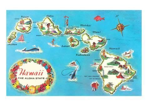 'Map of Hawaii' Art Print | Art.com | Map of hawaii, Hawaii art, Hawaii ...