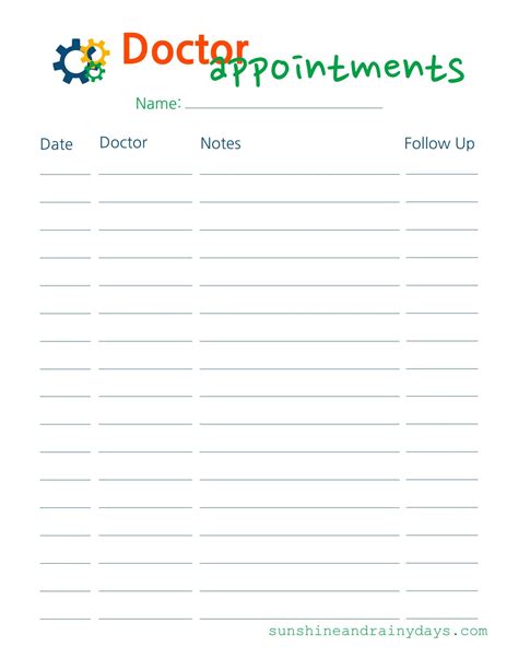 Doctor Appointments Printable Track Your Doctor Visits Artofit