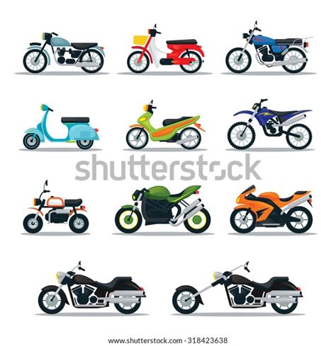 Motorcycle Types Objects Icons Set Multicolor Stock Vector Royalty
