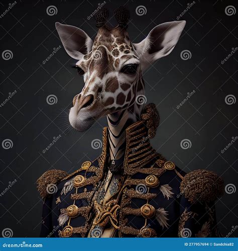 Realistic Lifelike Giraffe In Renaissance Regal Medieval Noble Royal