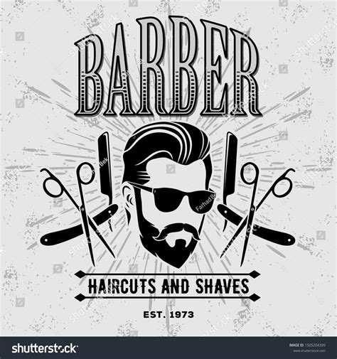 Barber Shop Poster Banner Template With Hipster Face Vector