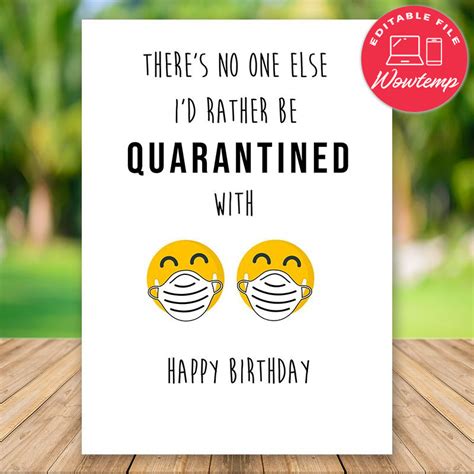 Printable Funny Quarantine Birthday Card For Girlfriend Diy Wowtemp