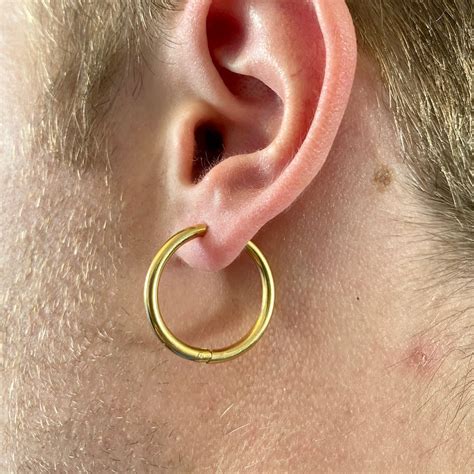 Mens Silver Large Hoop Earrings Gold Hoop Earrings Mm Mens Etsy