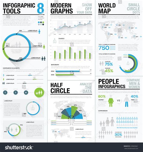 World Map Infographics Business Visualization Vector 스톡 벡터로열티 프리