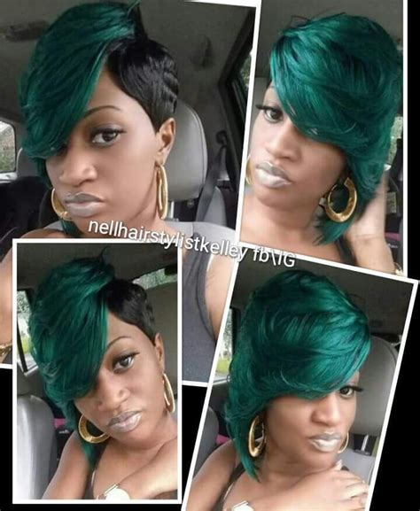 Emerald green 27 piece quickweave short hairstyles black ...