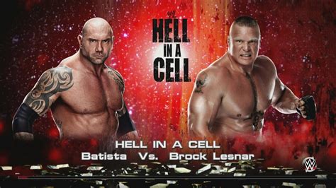Wwe 2k15 Batista Vs Brock Lesnar Match 3 Hell In A Cell Youtube