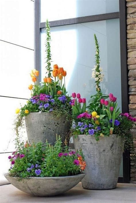 Concrete Planters With Wildflowers Spring Diys Garden Containers