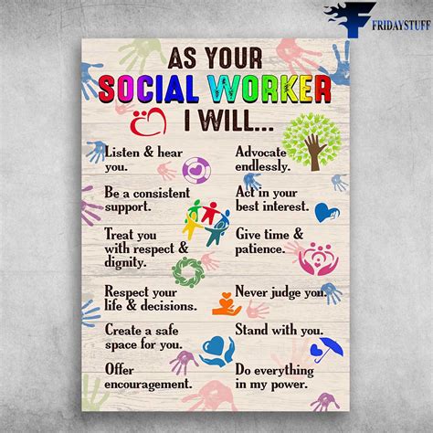 Social Worker Poster As Your Social Worker I Will Listen And Hear