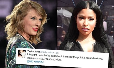 taylor swift apologises to nicki minaj for mtv vma twitter feud daily mail online