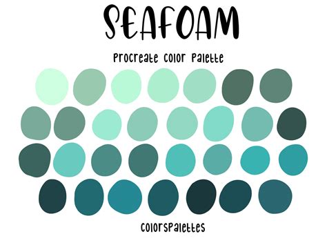 Seafoam Procreate Color Palette Colorspalettes™ Etsy