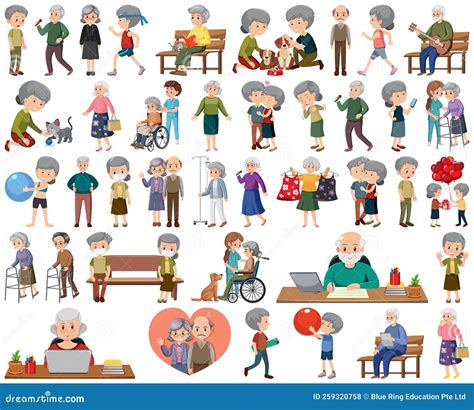 Collection Of Elderly People Icons Stock Vector Illustration Of Senior Graphic
