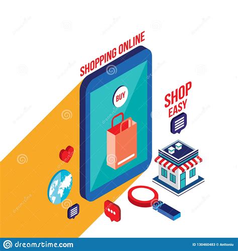 Flat 3d Isometric Design Concept Shopping And E Commerce Stock