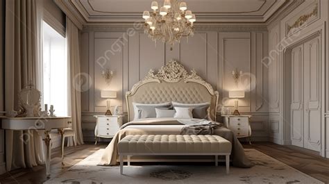 Neoclassical Bedroom Interior Rendered In 3d Background Bedroom Design