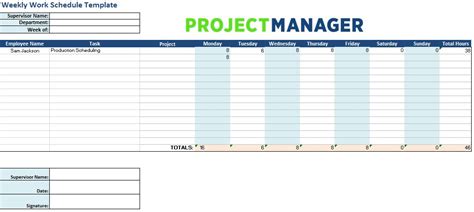 Weekly Work Schedule Template For Excel —