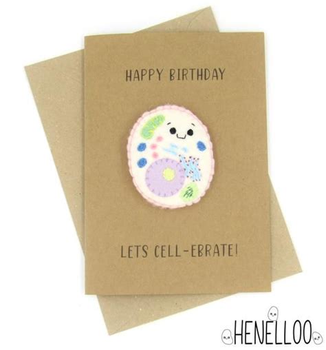 What does a turtle do on his birthday? Human cell ornament Happy Birthday Biology card Birthday cell pun card Felt human cell funny ...