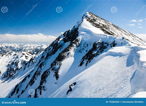 Mountain Peak With Snowcaps In Winter Stock Image Image Of Altitude