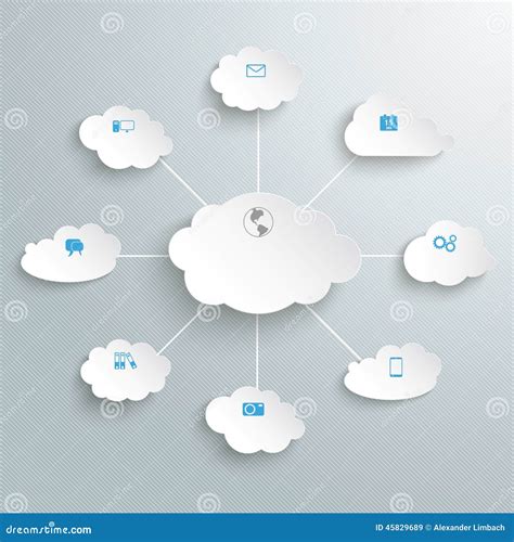 Flowchart Connected Clouds Stripes Stock Vector Illustration Of