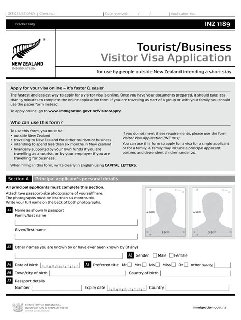 New Zealand Application Form For Tourist Visa Fill Out And Sign