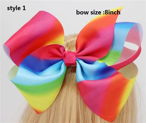 New Arrival Jojo Siwa 8 Inch Handmade Rainbow Grosgrain Ribbons Hair