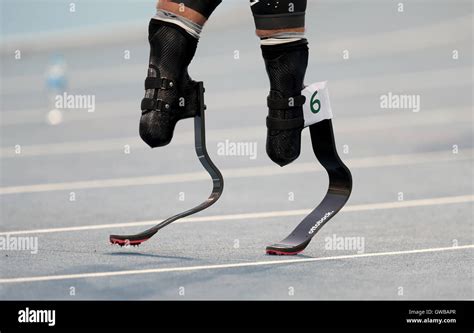 General View Of An Athletes Prosthetic Running Blade During The Fifth