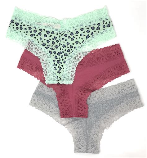 victoria s secret lace cheeky panty set of 3 cotton ebay