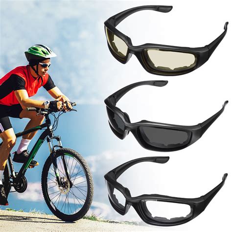 3 Pair Motorcycle Sports Padded Biker Riding Glasses Wind Resistant Sunglasses Ebay