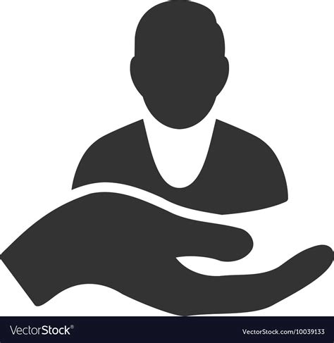Client Care Hand Flat Icon Royalty Free Vector Image