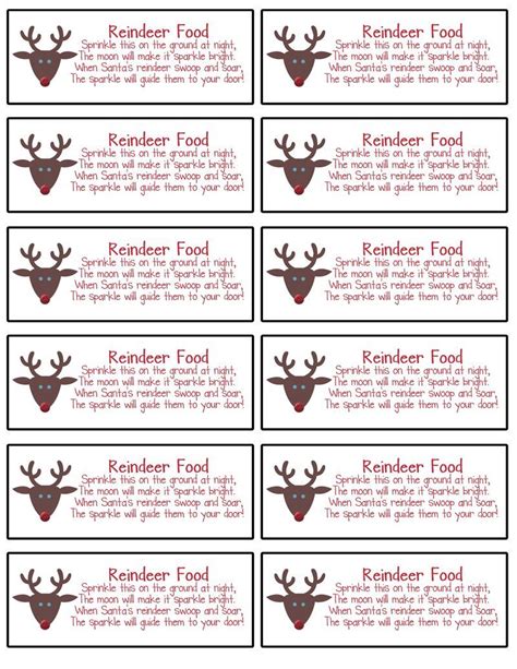 Free Printable Reindeer Food Labels Printable Templates