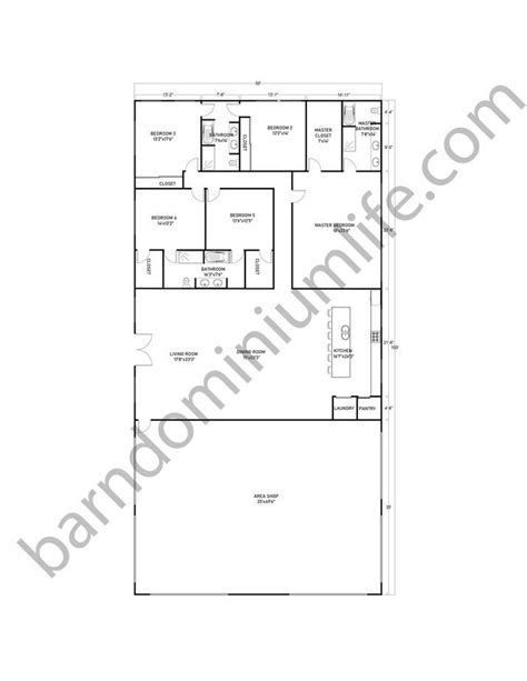 50x100 Barndominium Floor Plans With Shop 8 Expansive Yet Cozy