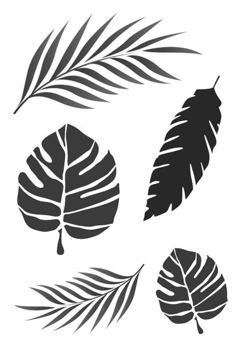 Tropical Leaves Stencil Various Sizes And Shapes A4 Leaf Stencil