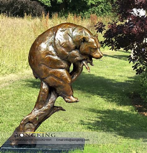90 x 32 x 40 hweight: Casting Bronze Life Size Grizzly Bear Statue Garden Animal ...