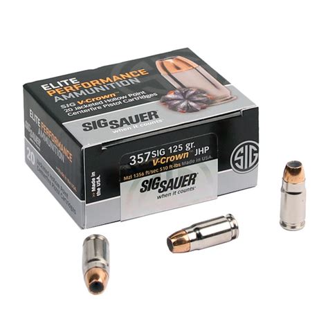 Sig Sauer 357sig 125 Gr Elite V Crown Jhp 20rd Top Gun Supply