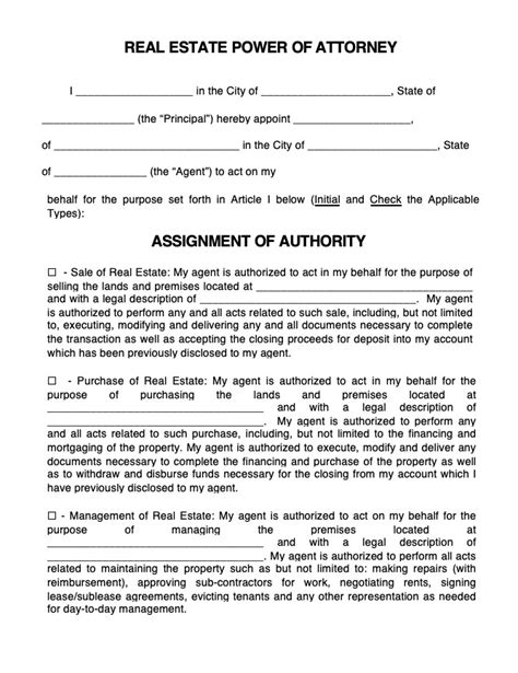 Power Of Attorney Template Real Estate Sample Power Of Attorney Blog