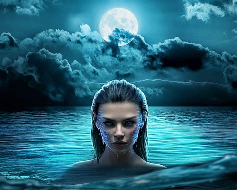 mermaid frumusete moon luminos superb moon vara water fantasy girl hd wallpaper peakpx