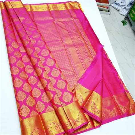 New Design Kanjivaram Pattu Silk Bridal Collection Sarees Dark Pink