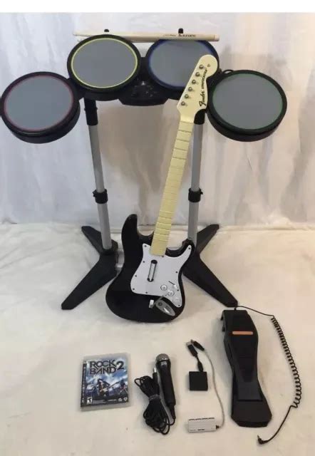 Rock Band Playstation Ps4 Ps3 Ps2 Set W Drums Guitar Dongle Game Mic