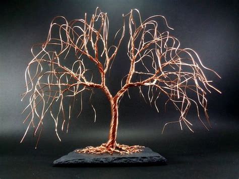 Copper Weeping Willow Wire Tree Sculpture Metal Tree Of Life Etsy In