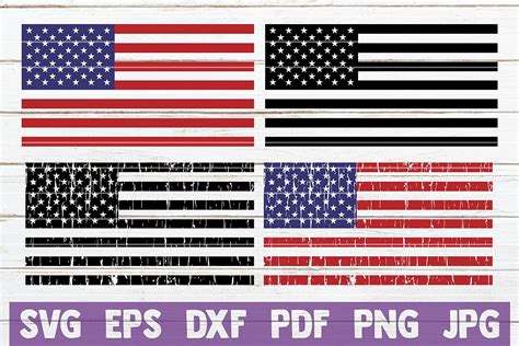 6 Distressed American Flags Svg Cut Files Commercial Use