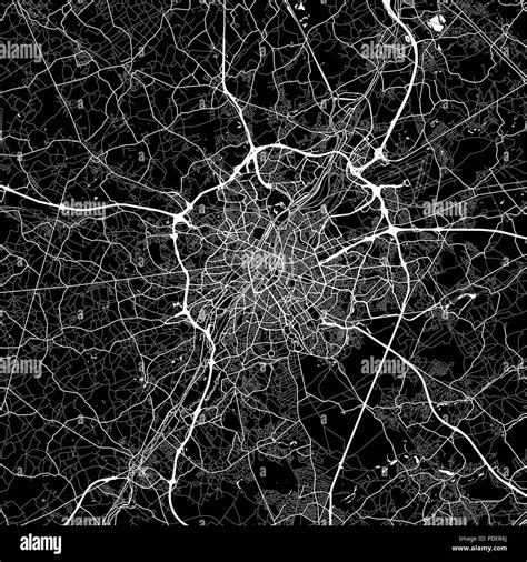 Area Map Of Brussels Belgium Dark Background Version For Infographic