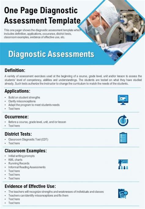 One Page Diagnostic Assessment Template Presentation Report Infographic