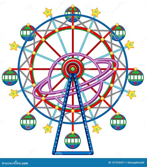 Ferris Wheel With Yellow Stars Stock Vector Illustration Of Clip